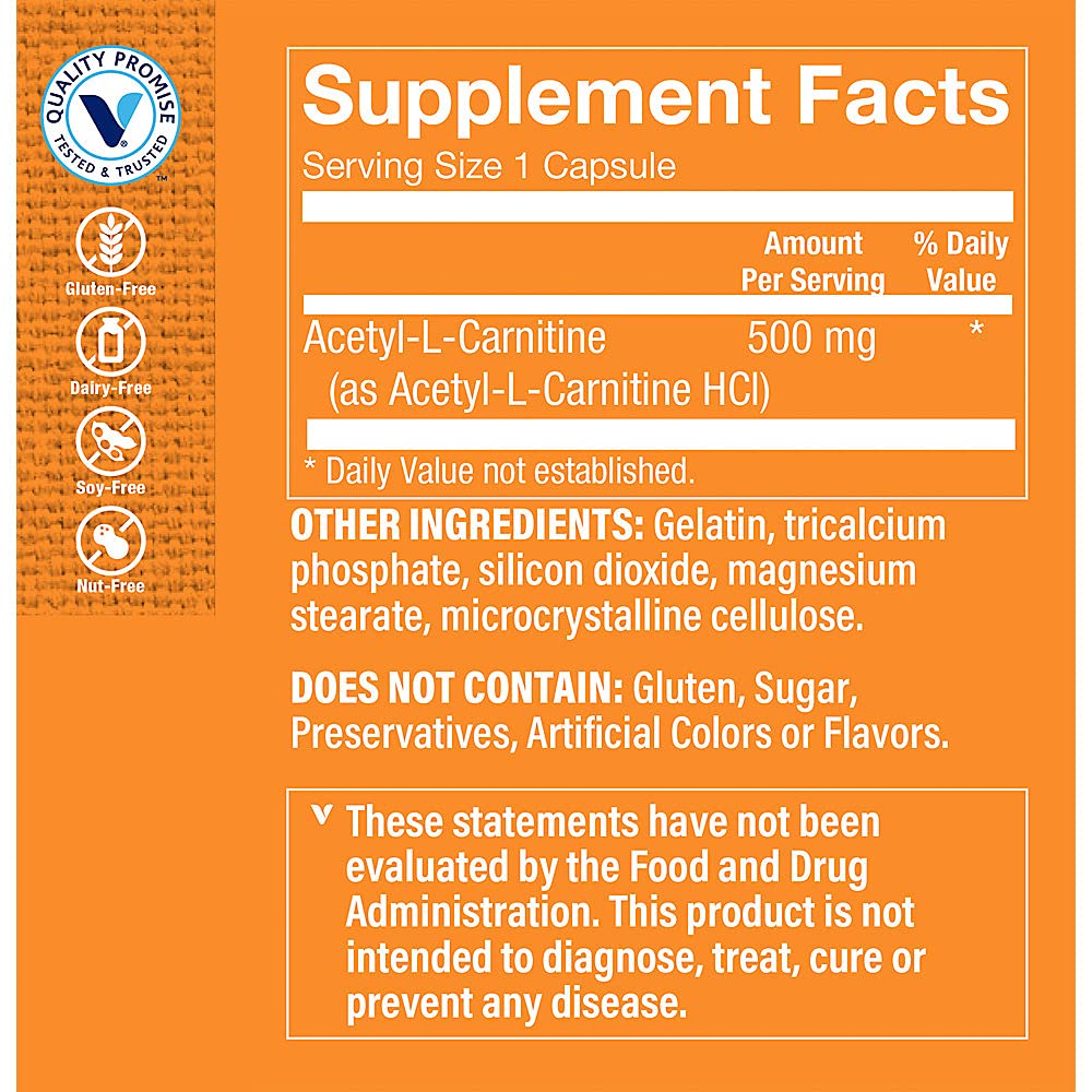 The Vitamin Shoppe Acetyl-L-Carnitine 500mg Supports Healthy Brain Memory (240 Capsules)