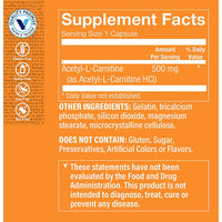 Thumbnail for The Vitamin Shoppe Acetyl-L-Carnitine 500mg Supports Healthy Brain Memory (240 Capsules)