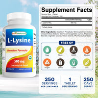 Thumbnail for Best Naturals L-Lysine 500 mg 250 Tablets