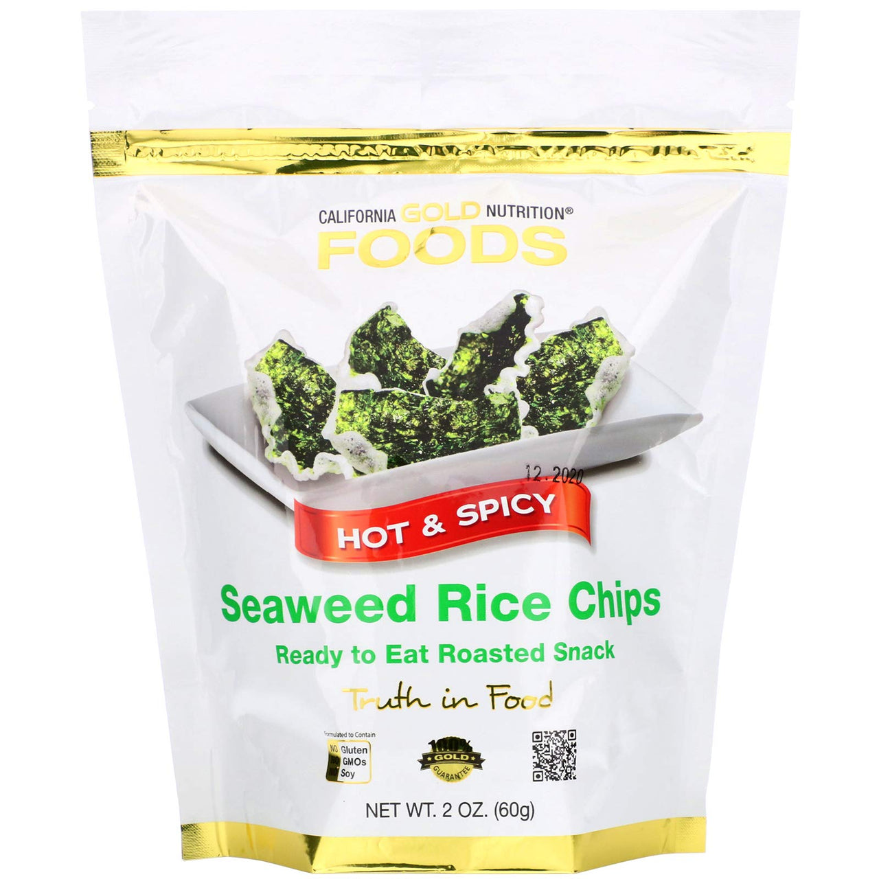 California Gold Nutrition Foods, Seaweed Rice Chips, Hot & Spicy, 2.1 oz (60 g)