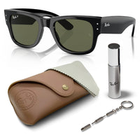 Thumbnail for Ray-Ban RB0840S MEGA WAYFARER POLARIZED Square Shaped Sunglasses for Men & Women – Includes Official Rayban Eyewear Kit – Ideal Formal & Casual Wear Sunglasses – Green Lens