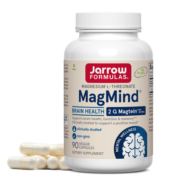 Jarrow Formulas Magnesium L-Threonate, MagMind Magtein Magnesium Supplement, Brain Supplements for Memory Support, 90 Veggie Capsules, Up to a 30 Day Supply