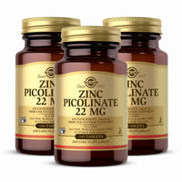 Thumbnail for Solgar Zinc Picolinate 22 mg, 100 Tablets (Pack of 3) - Promotes Healthy Skin - Supports Immune System, Normal Taste & Vision - Antioxidant - Non-GMO, Vegan, Gluten Free, Kosher - 300 Total Servings