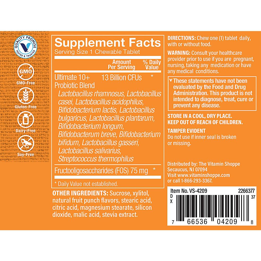 The Vitamin Shoppe Ultimate 10+ Probiotics 13 Billion CFU - 10 Probiotic Strains for Digestive Health, Immune & Gut Support