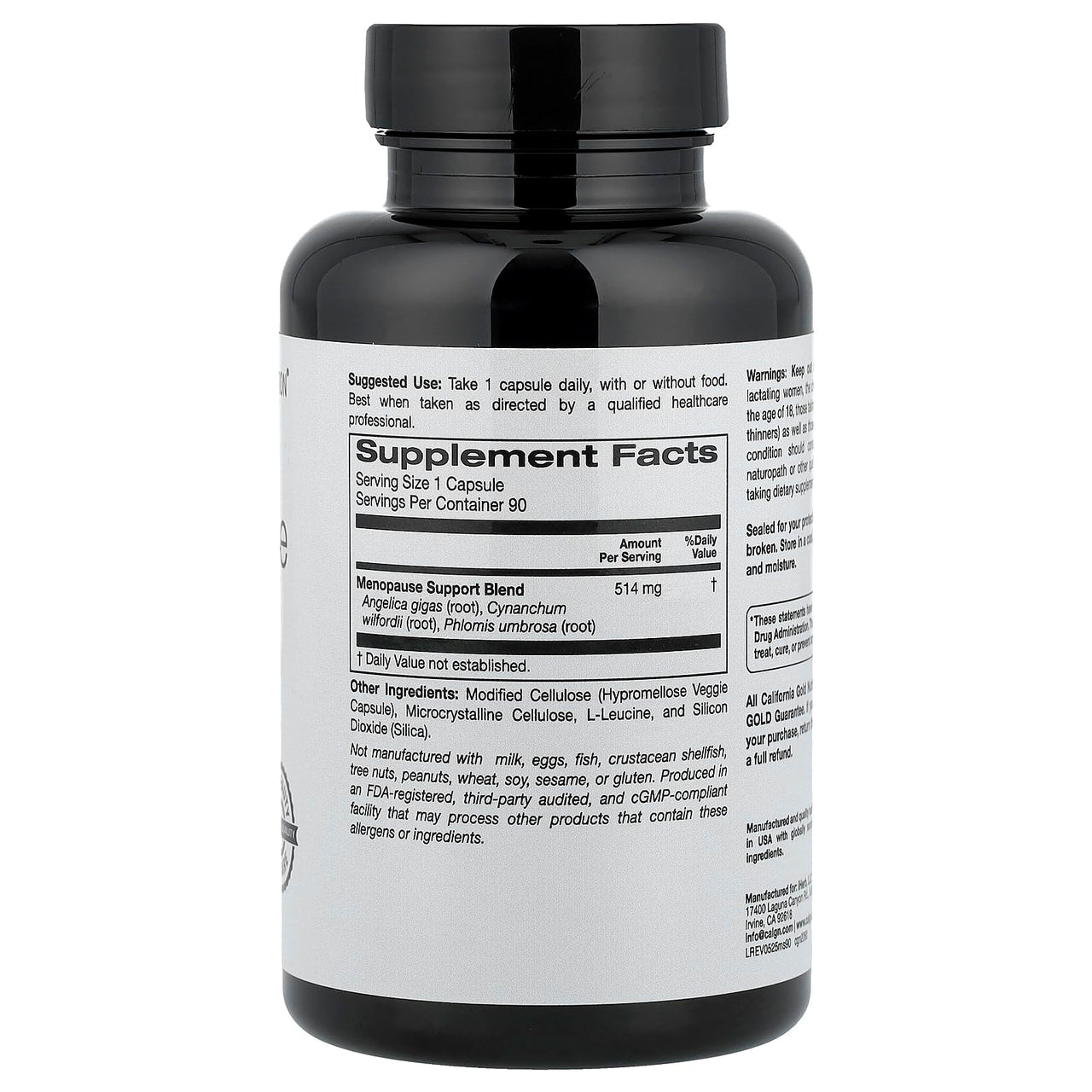 California Gold Nutrition Beauty, Menopause Support with Angelica gigas, Cynanchum wilfordii, Phlomis umbrosa and L-Leucine, 90 Veggie Capsules