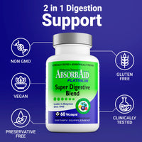 Thumbnail for AbsorbAid Platinum Digestive Enzyme Support 60 vCaps, 12 Digestive Enzymes Plus 2 Probiotics for Maximum Relief