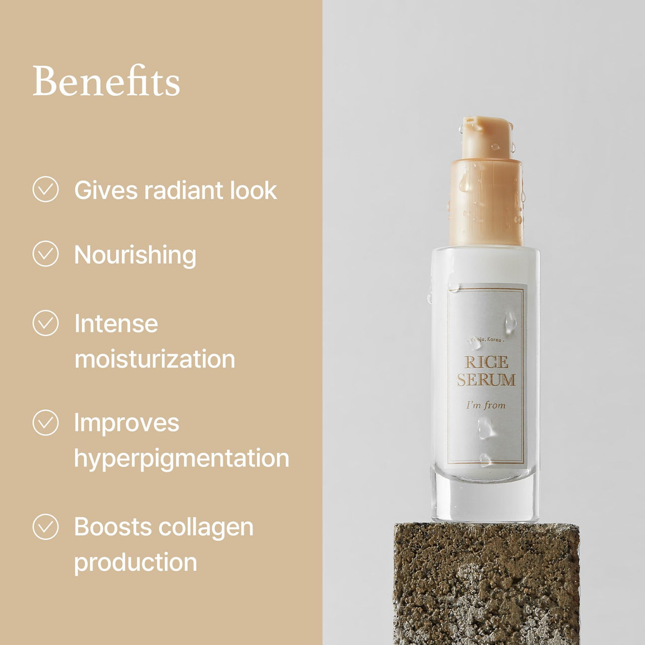 I'm from Rice Serum, Korean Fermented Rice Embryo Extract Boosts Collagen, Vitality, Radiant Glowing Skin, Niacinamide, Vitality to Dull Skin, Nourishing, Moisturizing