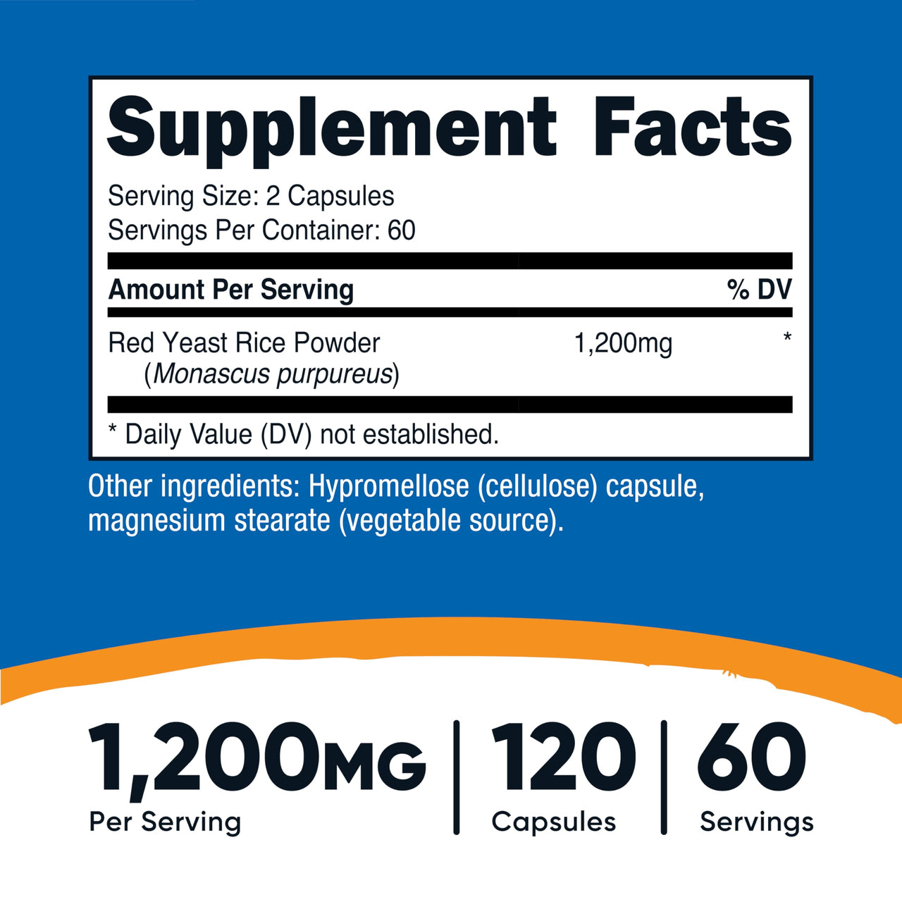 Nutricost Red Yeast Rice 1200mg, 120 Capsules - 60 Serv, Veggie Caps, Non-GMO, Gluten Free