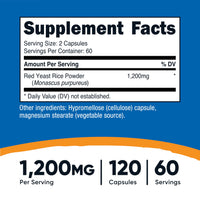 Thumbnail for Nutricost Red Yeast Rice 1200mg, 120 Capsules - 60 Serv, Veggie Caps, Non-GMO, Gluten Free
