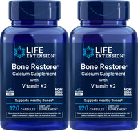Thumbnail for Life Extension Bone Restore Calcium Supplement with Vitamin K2, 120 Capsules (Pack of 2)
