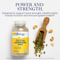 Thumbnail for SOLARAY Calcium Magnesium Zinc Supplement - with Calcium 1000mg, Magnesium 500mg - Bone Health, Muscle Function, Heart Health and Immune Support - Vegan, 60 Day Guarantee, 62 Servings, 250 VegCaps