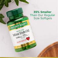 Thumbnail for Nature's Bounty Mini Fish Oil Softgels, Burpless Fish Oil Omega 3 Supplements, Supports Heart Health, 90 Softgels (Pack of 1)