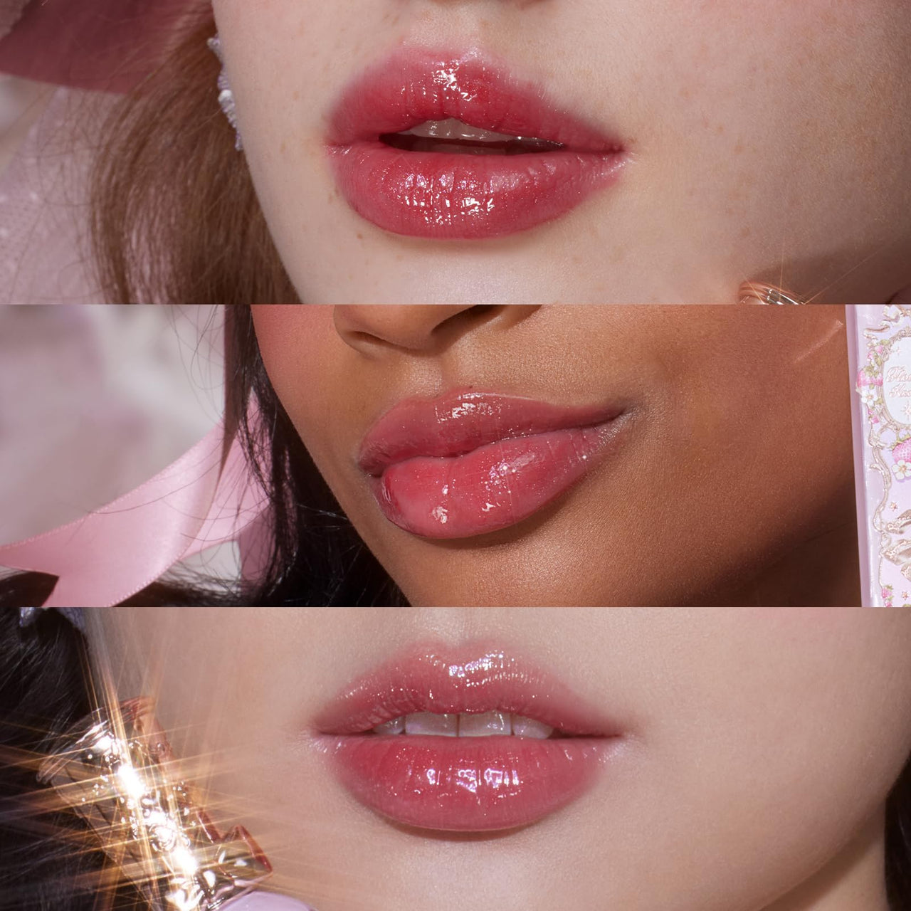 Flower Knows Violet Strawberry Rococo Glowy Lip Gloss,Moisturizing Shimmery Hot Pink Plumping Lip Oil,Hydrating Lip Tint for Girls&Women,Vegan & Cruelty-Free,0.12 Fl Oz(G02 Rasberry Booze)