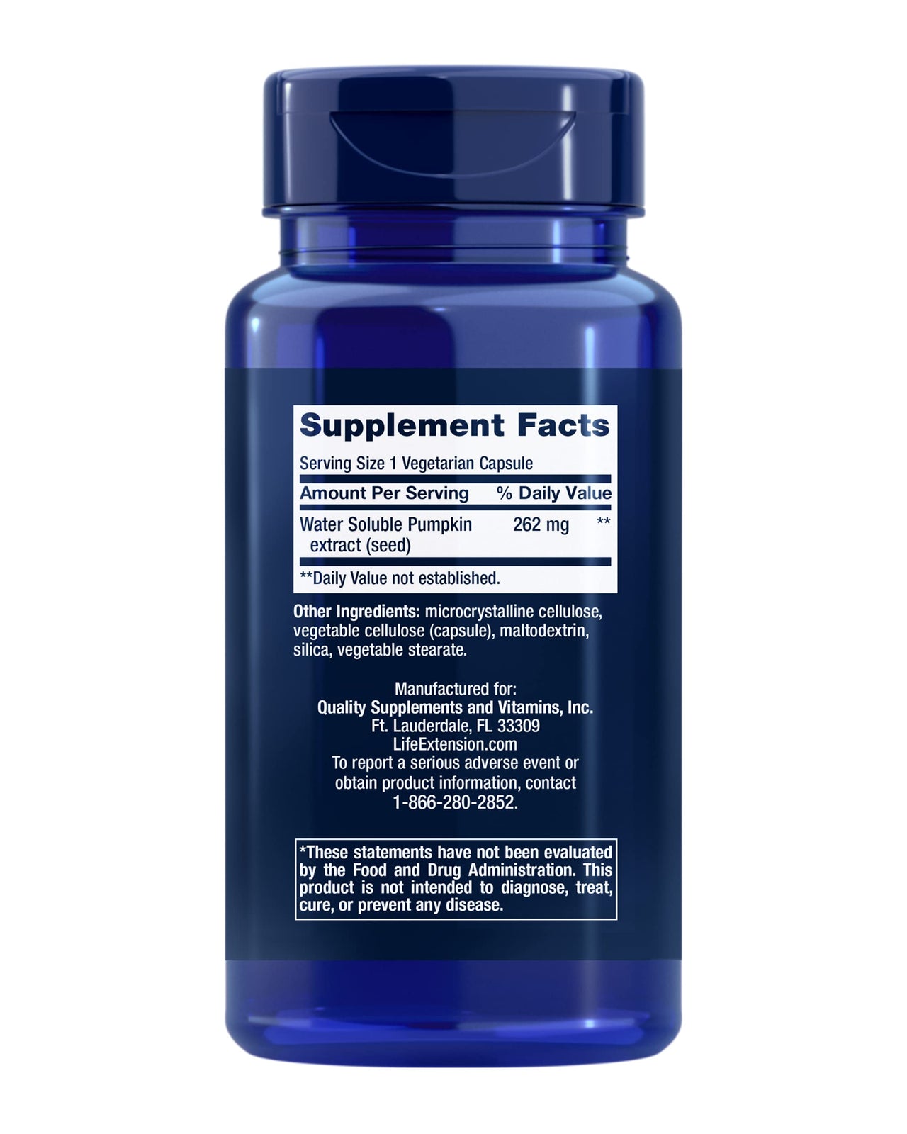 Life Extension Water-Soluble Pumpkin Seed Extract, Promotes Prostate & Urinary Tract Health, Bladder Health Support, Men, Women, Gluten-Free, Non-GMO, Vegetarian, 60 Capsules