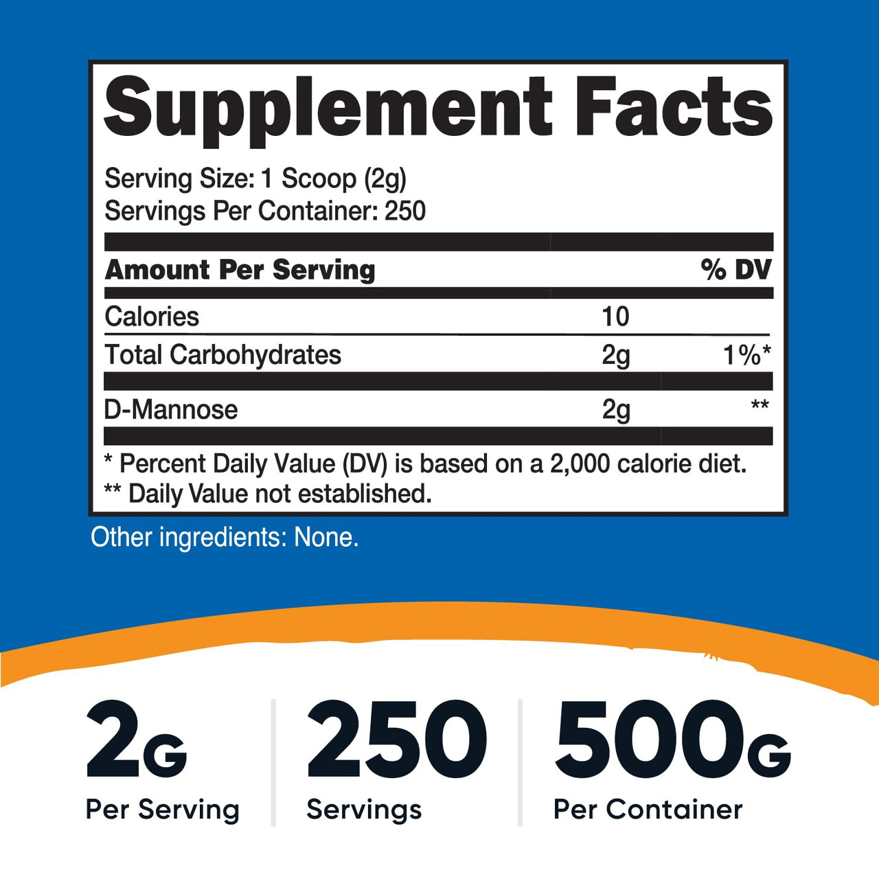 Nutricost D-Mannose Powder 500 Grams (250 Servings) - Vegan, Non-GMO and Gluten Free