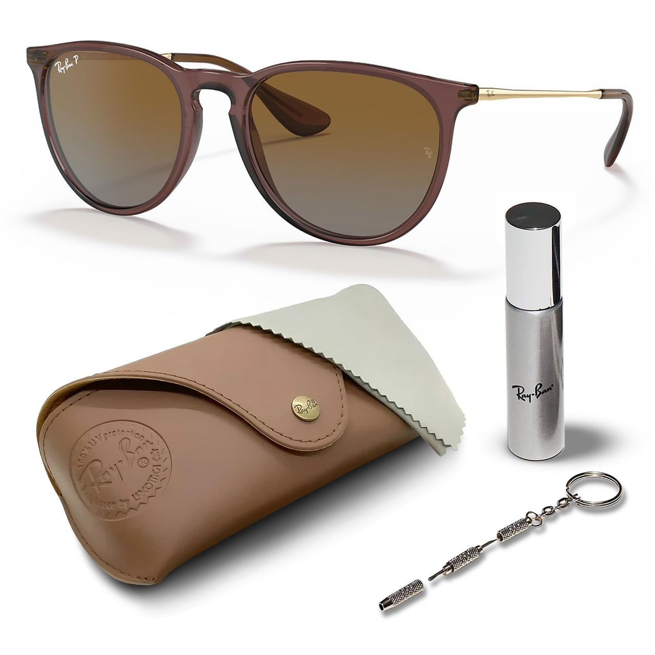 Ray-Ban RB4171 ERIKA Classic Polarized Phantos Shape Sunglasses With Eyewear Kit Bundle - High Bridge Fit - Ideal Formal and Casual Wear Retro Sunglasses