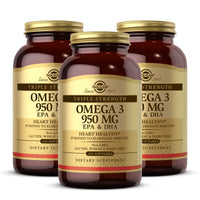 Thumbnail for Solgar Triple Strength Omega 3 950 mg - 100 Softgels, Pack of 3 - Supports Joint & Skin Health - Non-GMO, Gluten Free, Dairy Free - 300 Total Servings