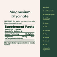 Thumbnail for Nature’s Bounty High Absorption Magnesium Glycinate 240 mg for Supporting Muscle Relaxation and Bone, Heart & Nerve Health – Non-GMO, Gluten-Free, Vegetarian, 120 Count/60 Servings