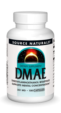 Thumbnail for Source Naturals DMAE, Dimethylaminoethanol Bitartrate - Supports Mental Concentration*, 351mg - 100 Capsules