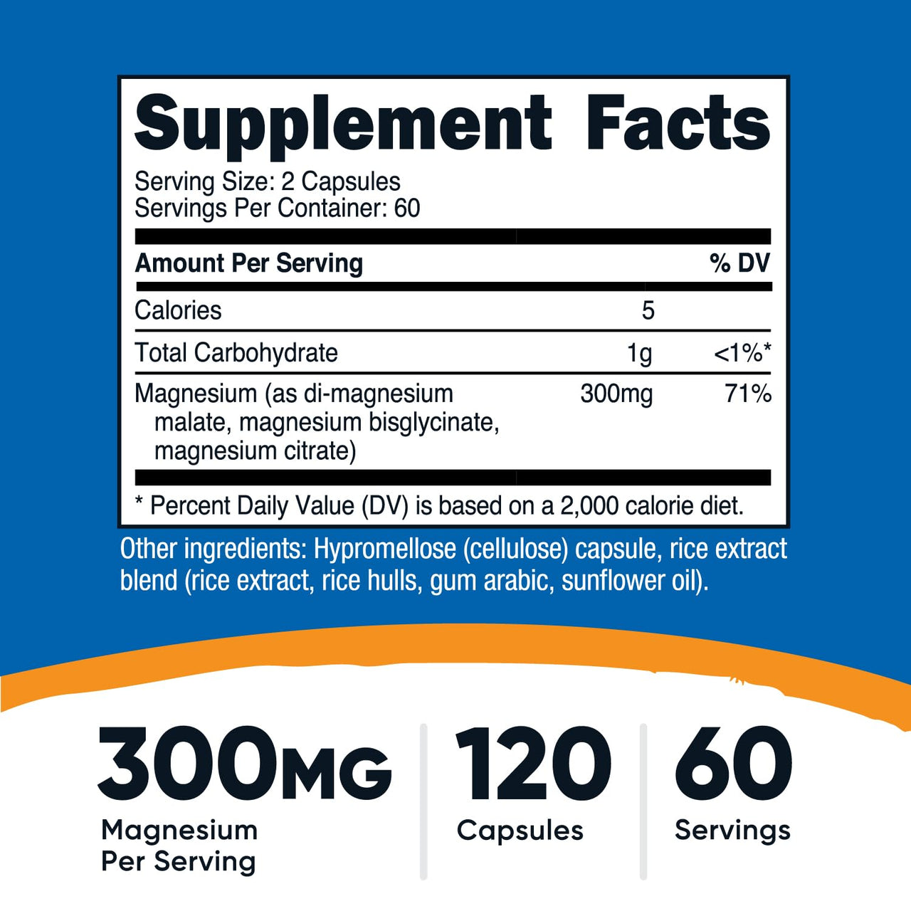 Nutricost Triple Magnesium Complex (300mg, 120 Capsules) - from Di-Magnesium Malate, Bisglycinate and Citrate, 60 Servings
