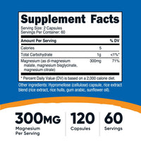 Thumbnail for Nutricost Triple Magnesium Complex (300mg, 120 Capsules) - from Di-Magnesium Malate, Bisglycinate and Citrate, 60 Servings