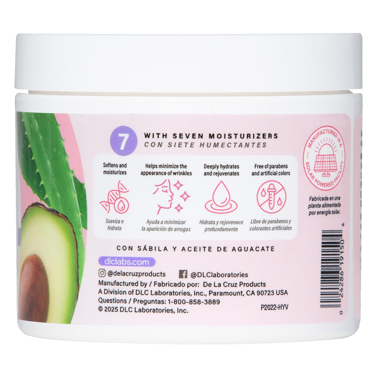 De La Cruz Collagen Facial Cream with Aloe Vera and Avocado Oil, Paraben-Free and Dye-Free Moisturizer with Seven Hydrating Ingredients, 4 oz