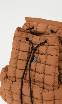 Thumbnail for ODODOS Quilted Backpack 2.0 for Women Lightweight Puffer Hiker Pack Drawstring Padding Travel Gym Bag, Glazed Ginger