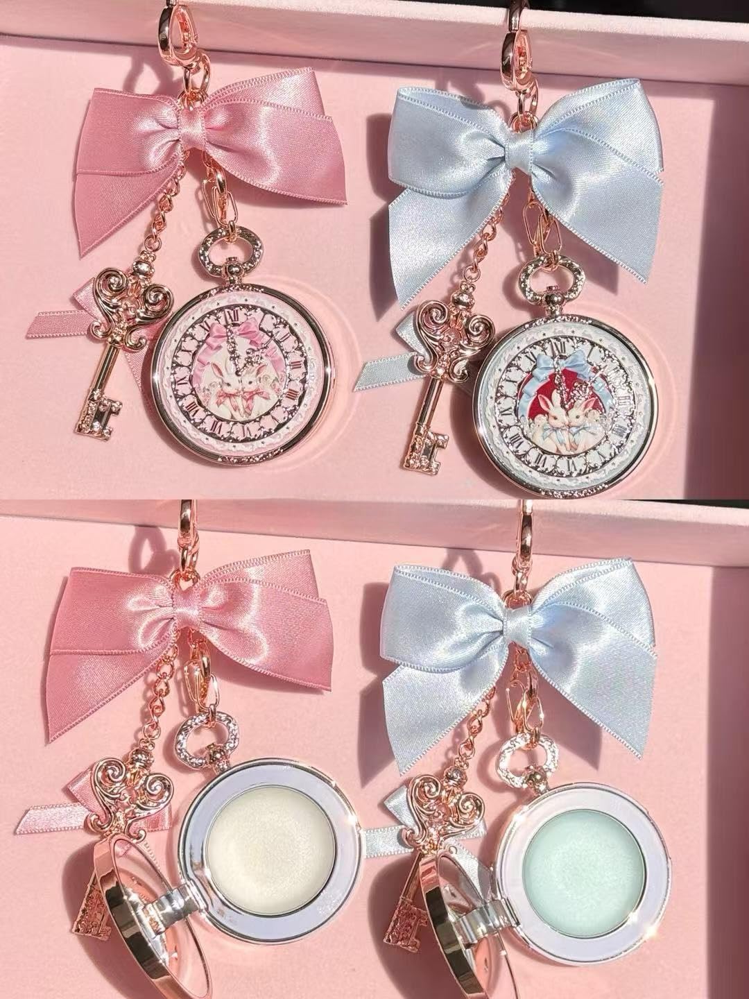 Flower Knows Bunny Garden Lip Balm & Bag Charm, Blue Keychain Balm