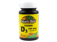 Thumbnail for Nature's Blend Vitamin D3 250 MCG (10,000 IU), 90 SOFTGELS
