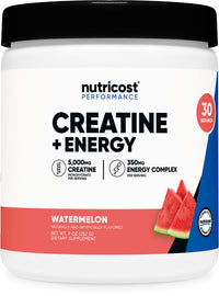 Thumbnail for Nutricost Creatine + Energy 30 Servings (Watermelon Flavored) - 5,000mg Creatine Monohydrate + 350mg Energy Complex Per Serving