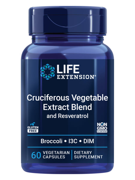 Life Extension Cruciferous Vegetable Extract & Resveratrol, Broccoli, Cabbage, resveratrol, Supports Cellular Protection, Gluten-Free, Non-GMO, Vegetarian, 60 Capsules