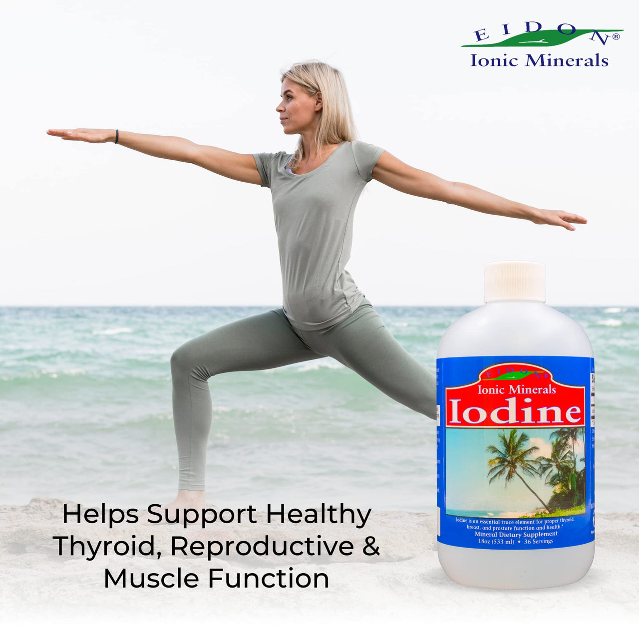Eidon Ionic Minerals Potassium Iodide Supplement - Liquid Iodine Drops, Supports Energy Levels and Thyroid Health, Bioavailable, No Additives or Preservatives - Potassium Iodide Drops, 18 oz