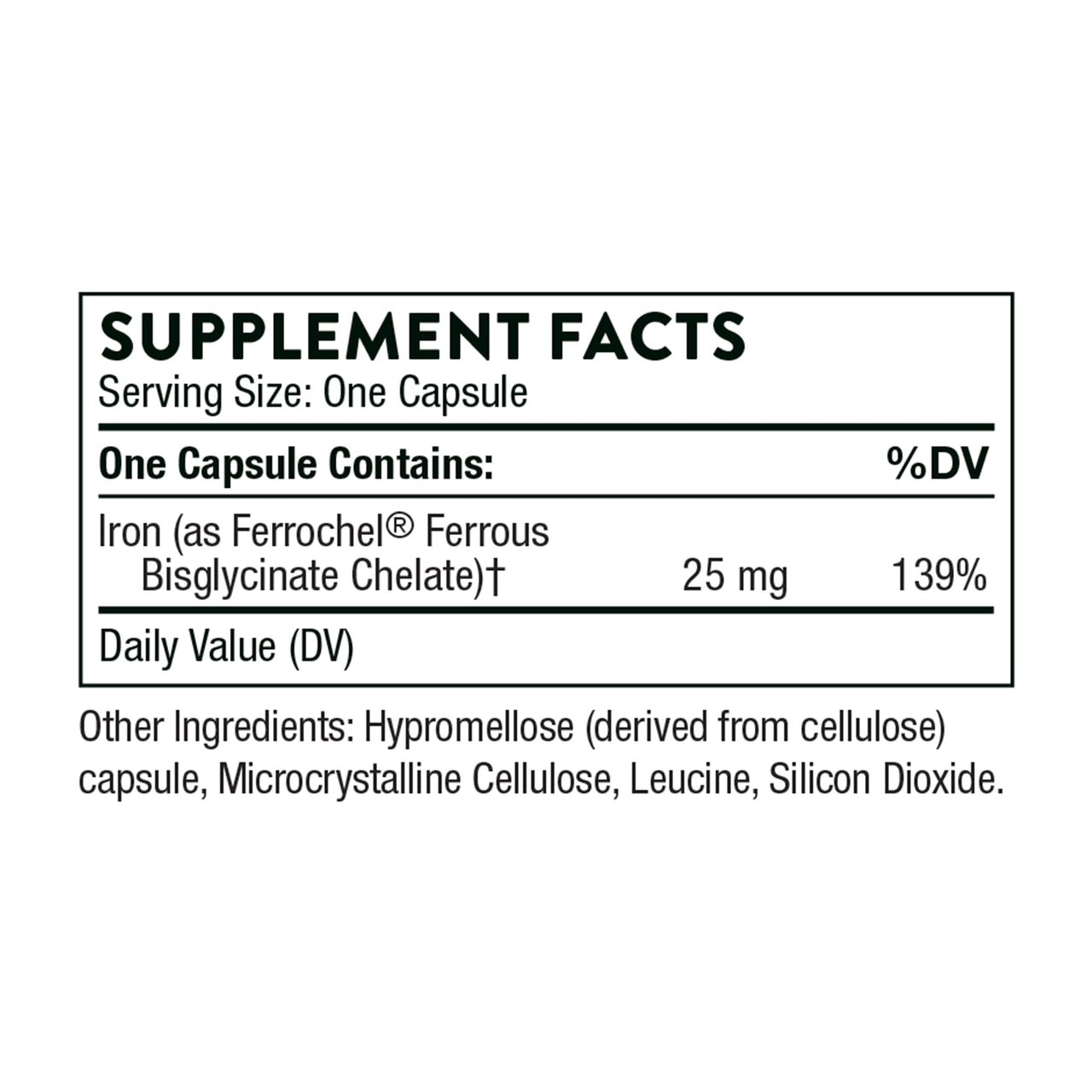 THORNE Iron Bisglycinate - 25 mg Iron Supplement for Enhanced Absorption Without Gastrointestinal Side Effects* - NSF Certified for Sport - Gluten-Free - 60 Capsules