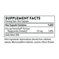 Thumbnail for THORNE Iron Bisglycinate - 25 mg Iron Supplement for Enhanced Absorption Without Gastrointestinal Side Effects* - NSF Certified for Sport - Gluten-Free - 60 Capsules