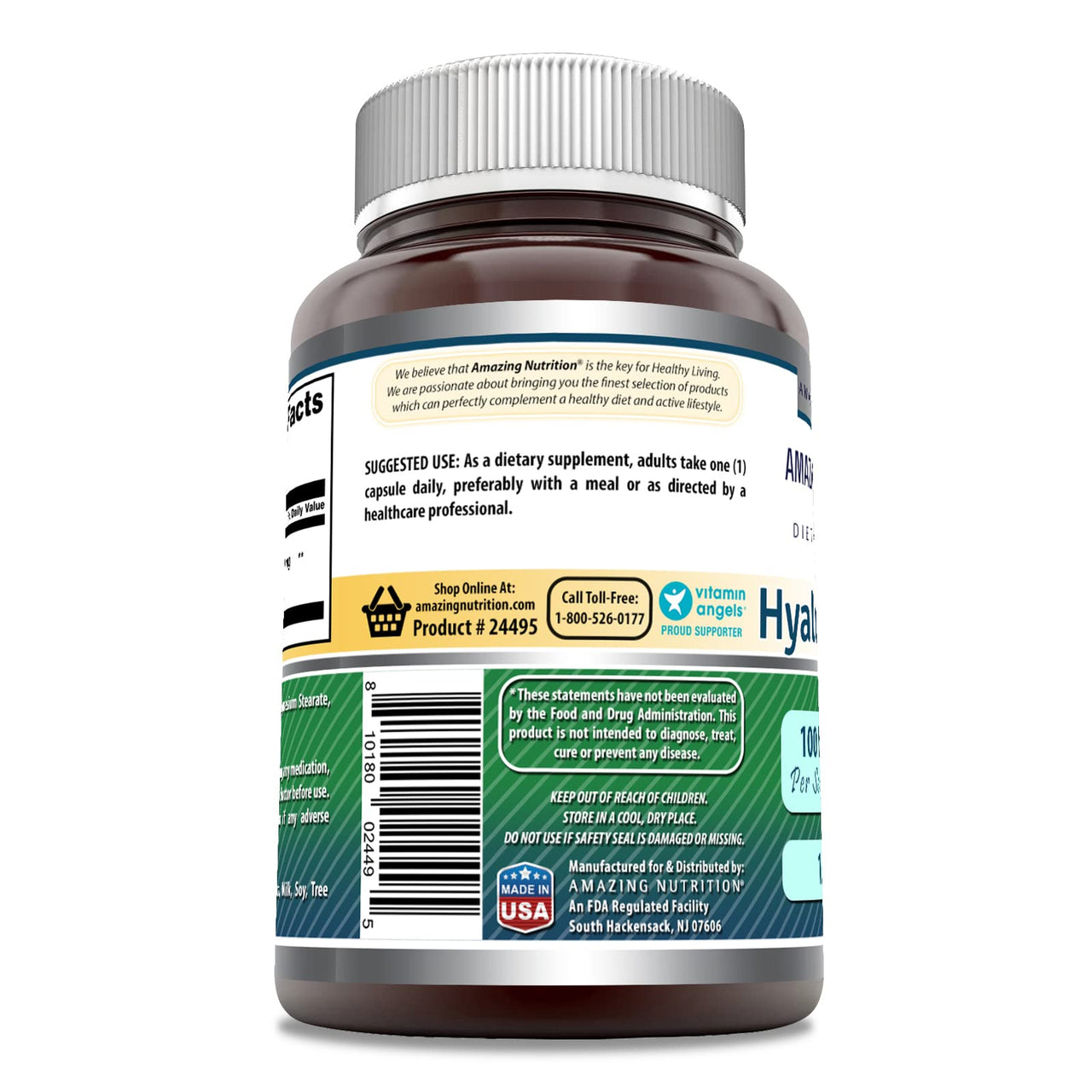 Amazing Formulas Hyaluronic Acid 100 Mg Supplement | Capsules | Non-GMO | Gluten-Free | Made in USA (1 Pack | 120 Count)