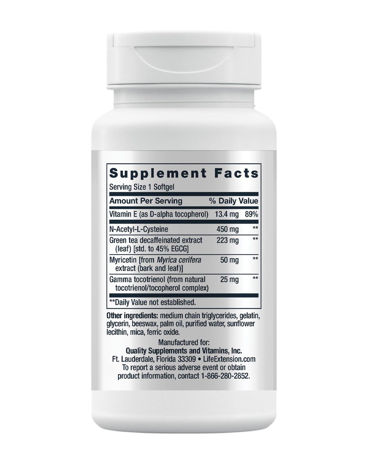 Life Extension GEROPROTECT® Ageless Cell™, Cellular Health, Healthy Aging, Vitamin E, N-Acetyl-L-cysteine, Green Tea Extract, myricetin, Gluten Free, Non-GMO, 30 softgels