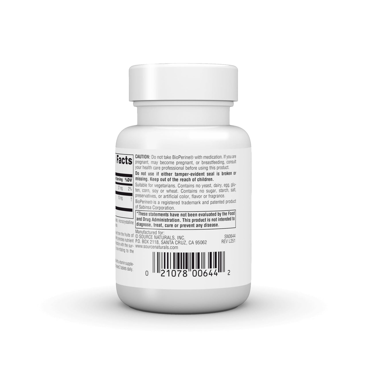 Source Naturals BioPerine - Black Pepper Fruit Extract, Promotes Nutrient Absorption* 10 mg, 120 Tablets