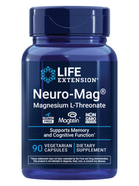 Thumbnail for Life Extension Neuro-Mag Magnesium L-Threonate, Memory Health, Quick Thinking, Cognitive Health Support, Vegetarian, Non-GMO, 90 Vegetarian Capsules (144 mg from 2000 mg Magtein magnesium L-threonate