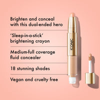Thumbnail for ICONIC LONDON Radiant Concealer & Brightening Duo | Creamy Liquid + Brightening Crayon Dual Ended Concealer, Cruelty Free, Vegan Makeup (Warm Fair) 0.08 oz