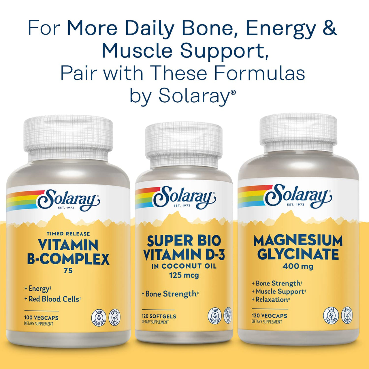 SOLARAY Calcium Magnesium Citrate w/Vitamin D3 K2 - Calcium Supplements for Women and Men - Bone and Heart Health Support - Cal Mag 2:1 Ratio, Plus Vitamin D 3 and K2, 60-Day Guarantee, 30 Servings