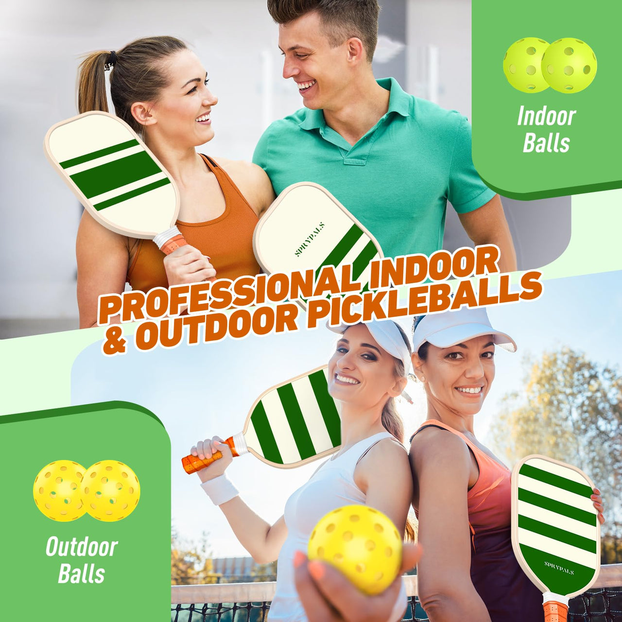 Pickleball Paddles Set USAPA Approved, Lightweight and Durable with Unique Design, USAPA Approved Set of 4, 4 Pickleball Balls, Pickleball Bag, Pickleball Paddles (Stripe)