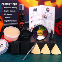 Thumbnail for BOBISUKA Demonic Special Effects SFX Halloween Makeup Kit - 5 Colors Bruise Makeup Face Body Painting Palette + Scar Wax with Spatula Tool + Fake Blood Splatter Spray + Fake Blood Cream +Stipple Spong