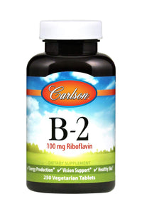 Thumbnail for Carlson - B-2, 100 mg Riboflavin, Energy Production, Vision Support & Healthy Skin, 250 Vegetarian Tablets