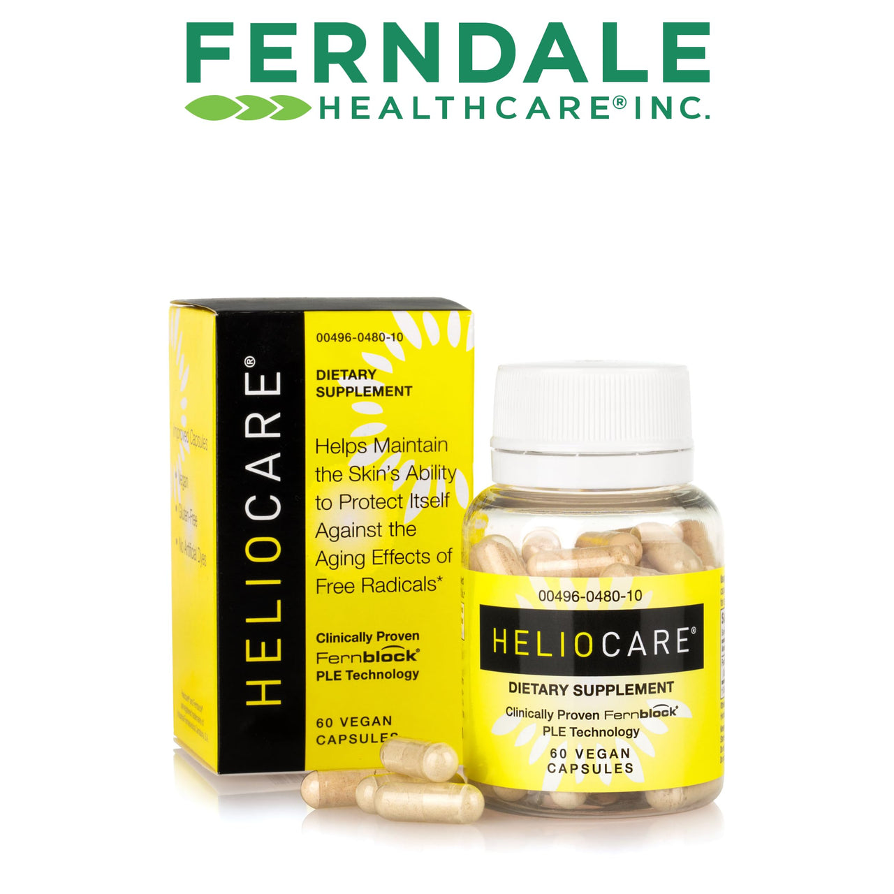 Heliocare Skin Care Dietary Supplement: 240mg Polypodium Leucotomos Extract Pills - Antioxidant Rich Formula with Fernblock and PLE Technology - 60 Veggie Capsules