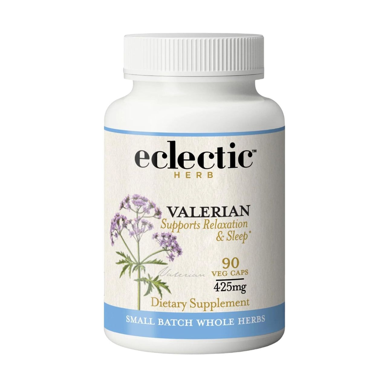 Eclectic Herb - Valerian Capsules | Natural Relaxation + Sleep Support | Herbal Supplement | Vegan, Non-GMO, Gluten Free, Freeze-Dried (90 CT | 425 mg)