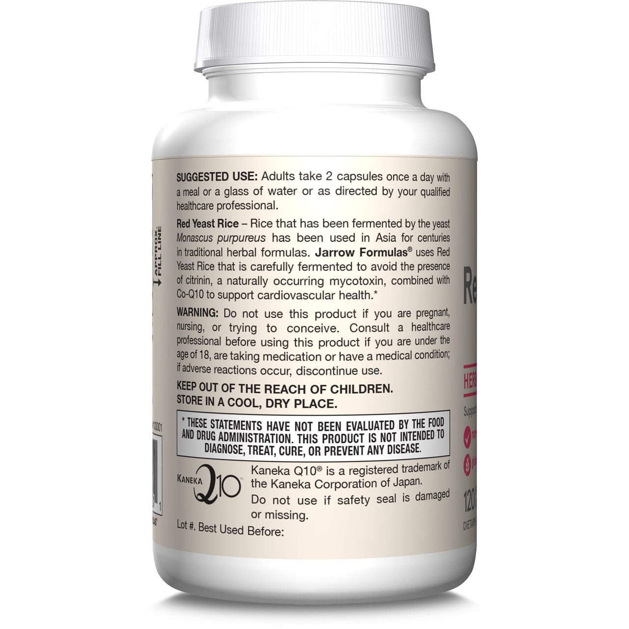 Jarrow Formulas Red Yeast Rice 1200 mg & CoQ10 100 mg Per Serving - 120 Veggie Caps, 60 Servings - Herbal Heart Health Dietary Supplement - Supports Cardiovascular & Cellular Health - Vegan