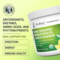 Thumbnail for Dr. Berg USDA Certified Organic Green Powder Superfood (60 Servings) - Made with Raw Wheatgrass, Chlorophyll, Trace Minerals & Natural Enzymes - Non-GMO Green Superfood Powder - Lemon Flavor