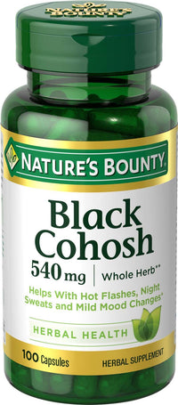 Thumbnail for Nature's Bounty Black Cohosh Root Pills and Herbal Health Supplement, Natural Menopausal Support, 540 mg, 100 Capsules