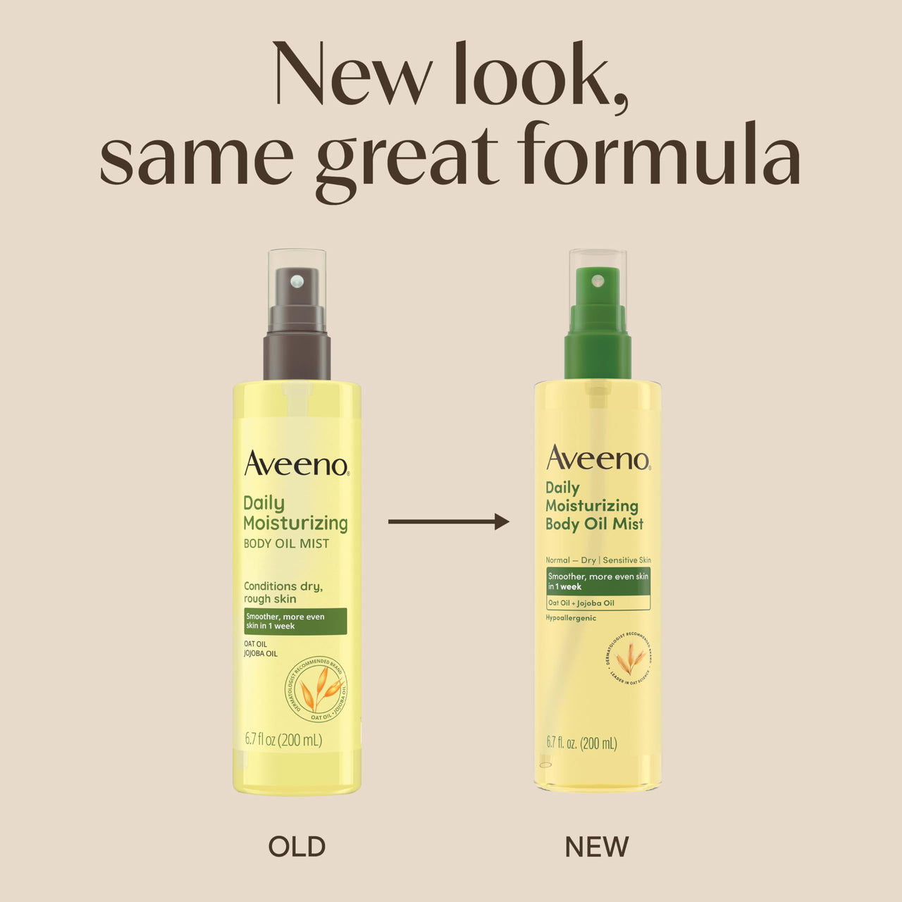 Aveeno Daily Moisturizing Dry Body Oil Mist with Oat & Jojoba Oil for Dry, Rough, Sensitive Skin, Lightweight, Non-Greasy, Body Spray, Paraben, Silicone & Phthalate-Free, 6.7 fl oz