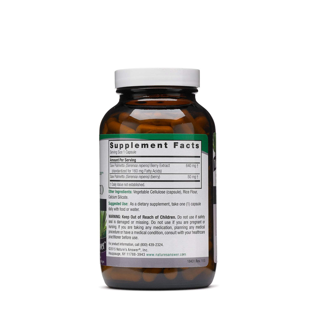 Nature's Answer Saw Palmetto Extract | Promotes Prostate Health | Magnesium Stearate Free | Non-GMO, Gluten-Free, Vegan | Vegetarian Capsules 120ct.